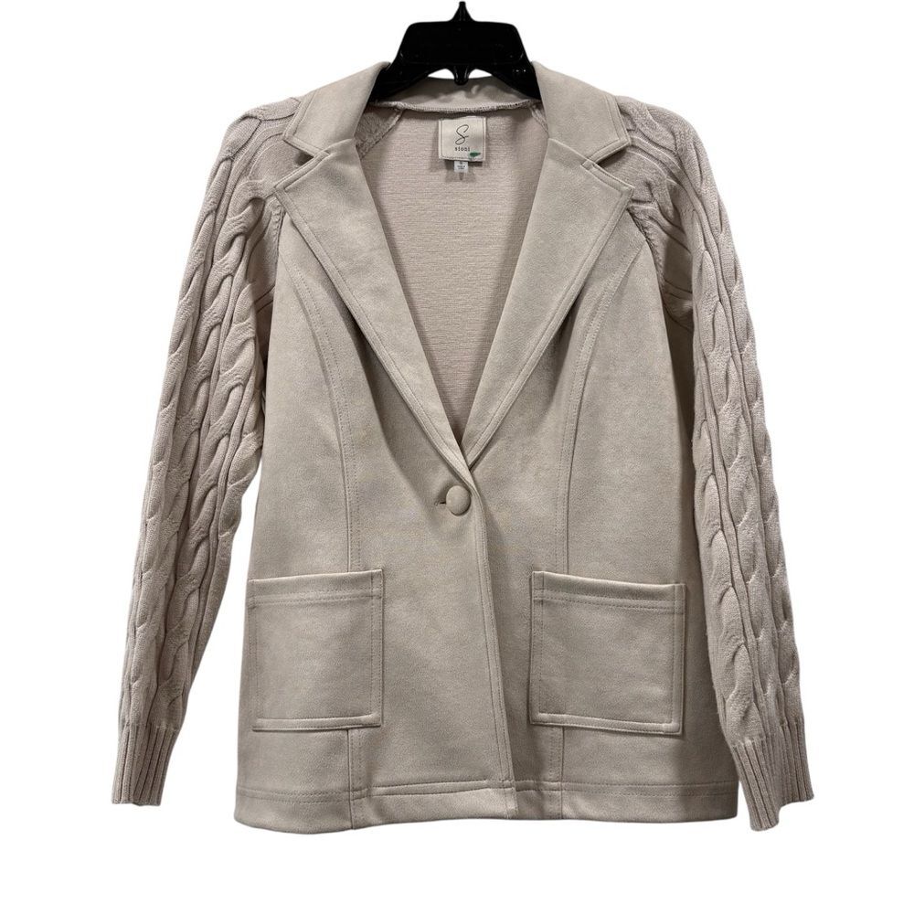 Sioni Cream Faux Suede Sweater Blazer Size S